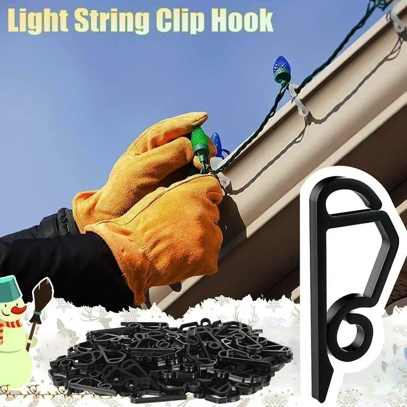 Clip per corde luminose Gancio Morsetto per filo per le vacanze Resistente alle intemperie Clip per grondaie per esterni Supporto per luci a corda Decorazione per albero di Natale di Halloween