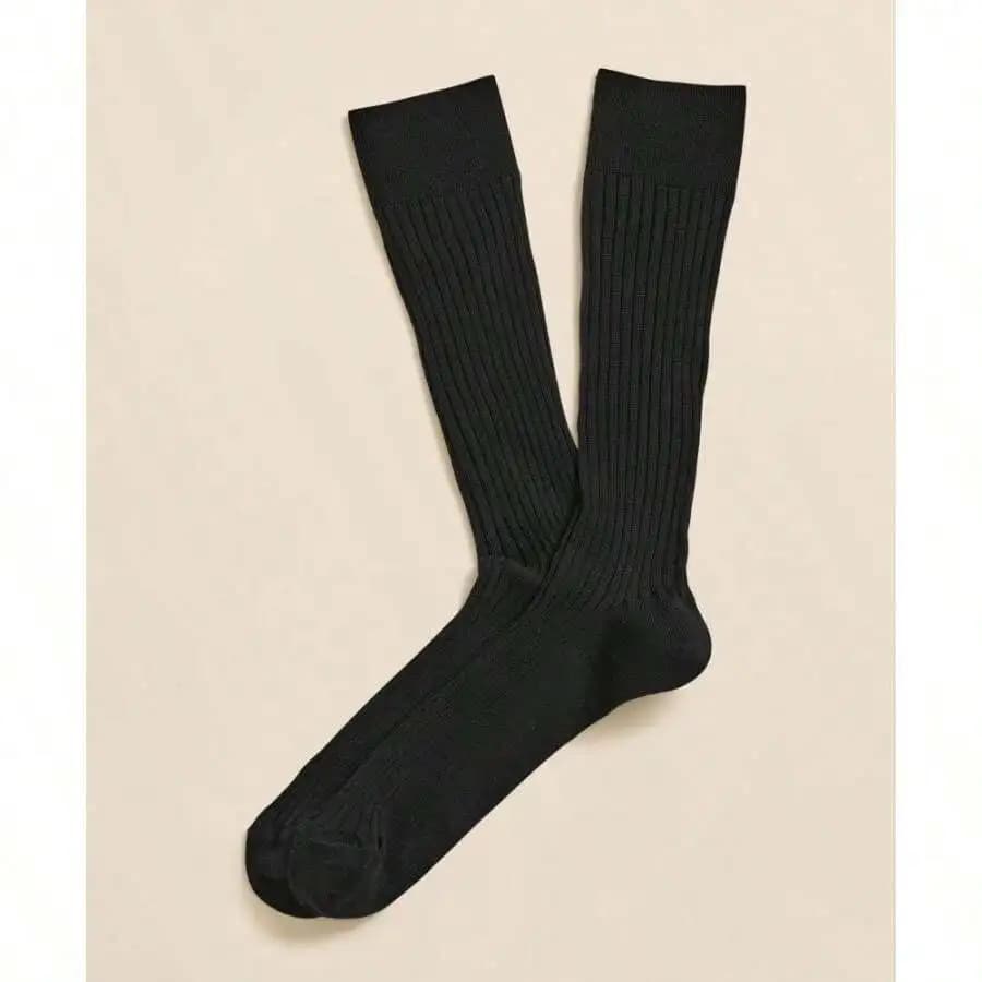 Ribbed Knee High Socks Merino Wool Blend For Men And Women