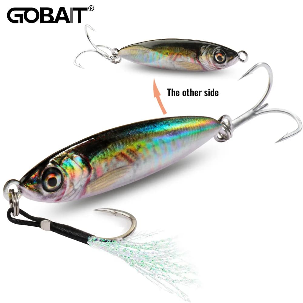 GOBAIT Metallo Jig Lure 20g 30g 40g Spinner Cucchiaio 3D Occhio Colore Laser Spinning Attrezzatura da pesca Gancio Swimbait Pesca Spinnerbait Esca