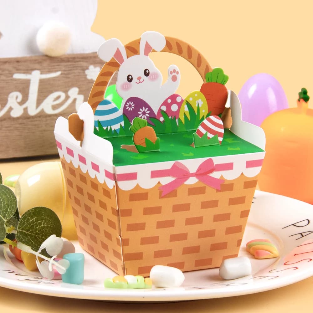 10/20 pz Simpatico Coniglietto di Carta Biscotto Contenitore di Caramelle Tema di Pasqua Coniglio cestino uova Scatole di Imballaggio Regalo per I Bambini Buona Pasqua Party Decor