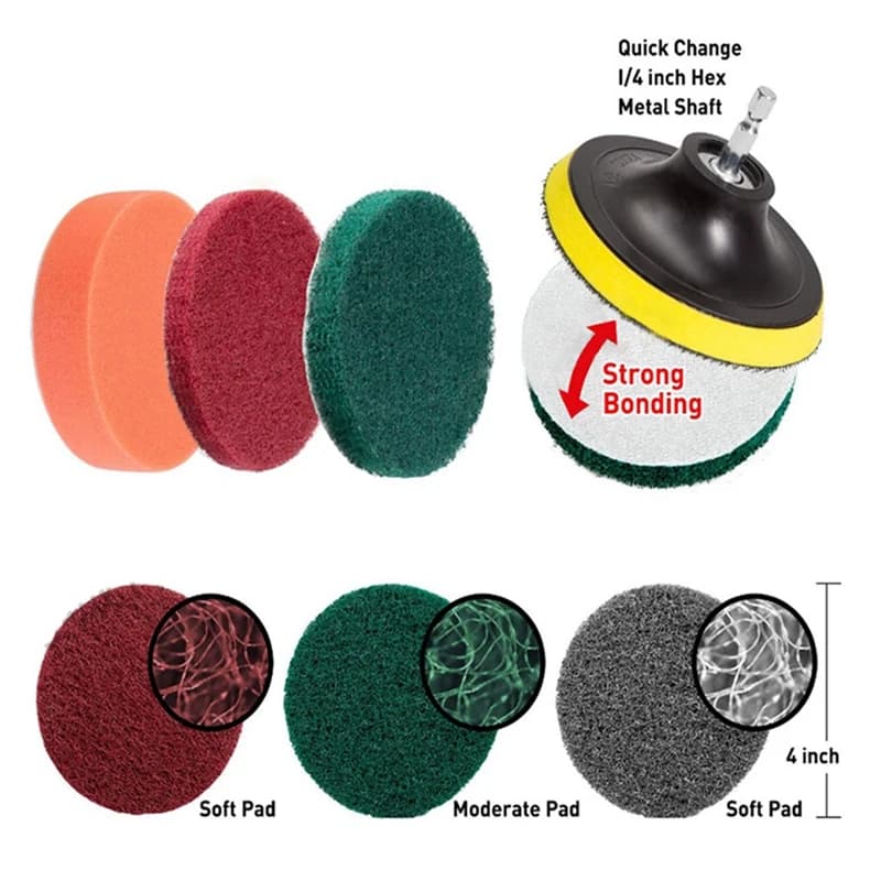 Set elettrico generico da 12 pezzi per la pulizia della casa, moquette, vetro, auto, cucina, bagno, strumenti per la pulizia dei WC-A27R