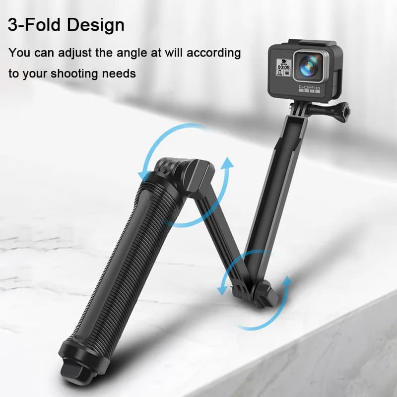 3-Fold Impermeabile Selfie Stick 3 Vie Supporto Monopiede Mini Treppiede Per GoPro 12 11 10 9 8 7 Insta360 Osmo Action Camera Accessori