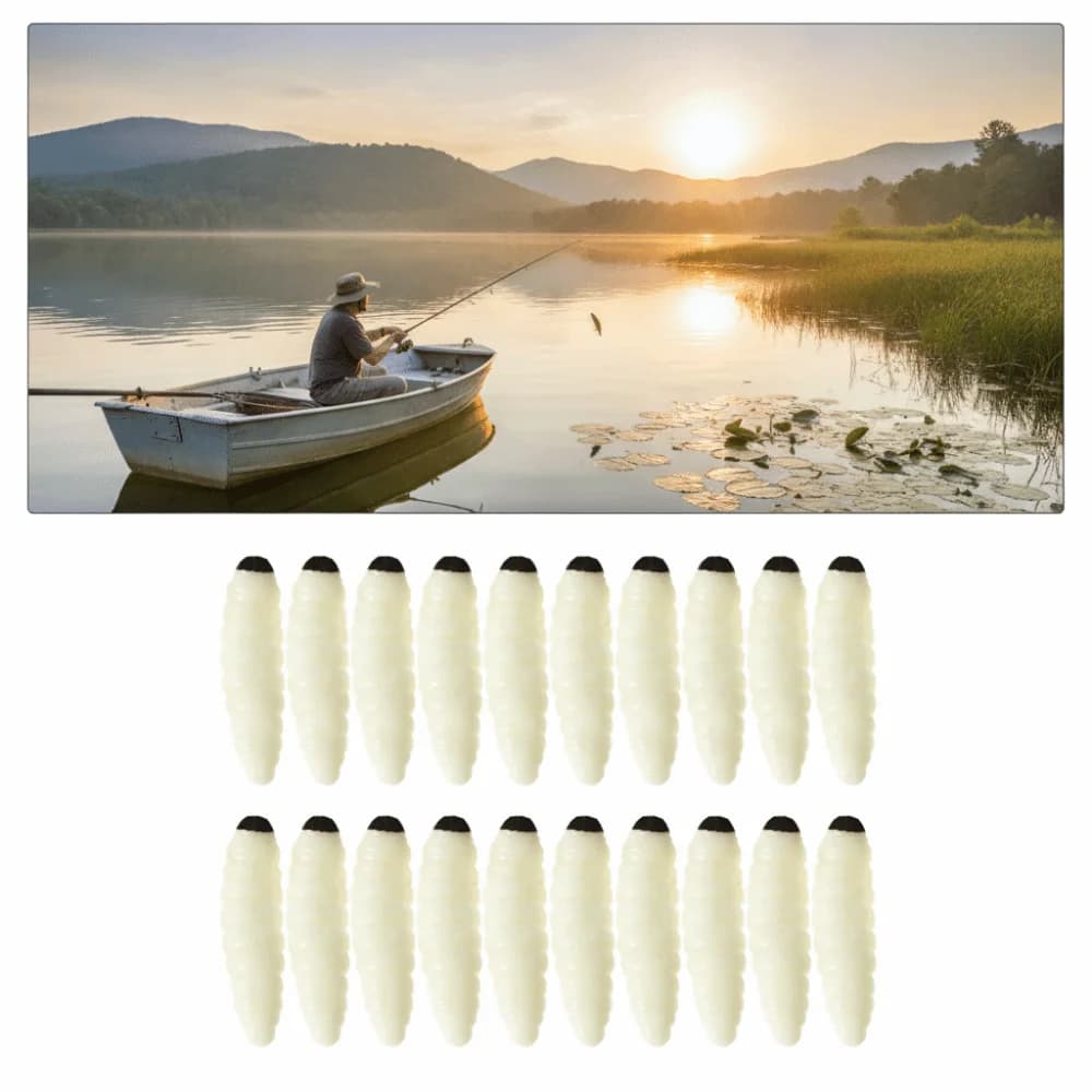 100PCS Lifelike PVC Fishing Worms 1.38 Inch Soft Fishing Lure Baits Fishing Worms Lures Freshwater Fishing