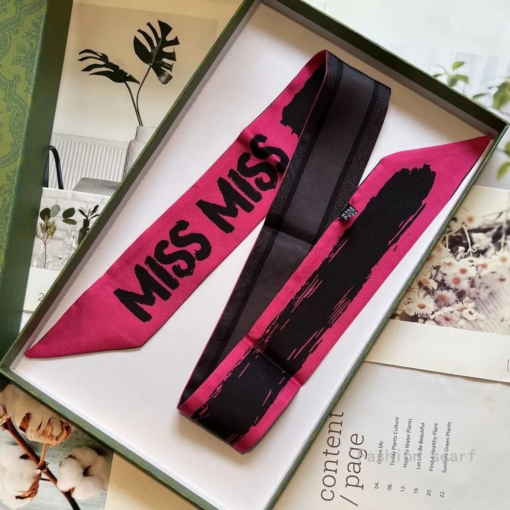 Nordic Tarot New Plain Hand Painted Letters Women's Decorative Streamer Tied Ribbon Small Scarf Bags Wholesale For Women