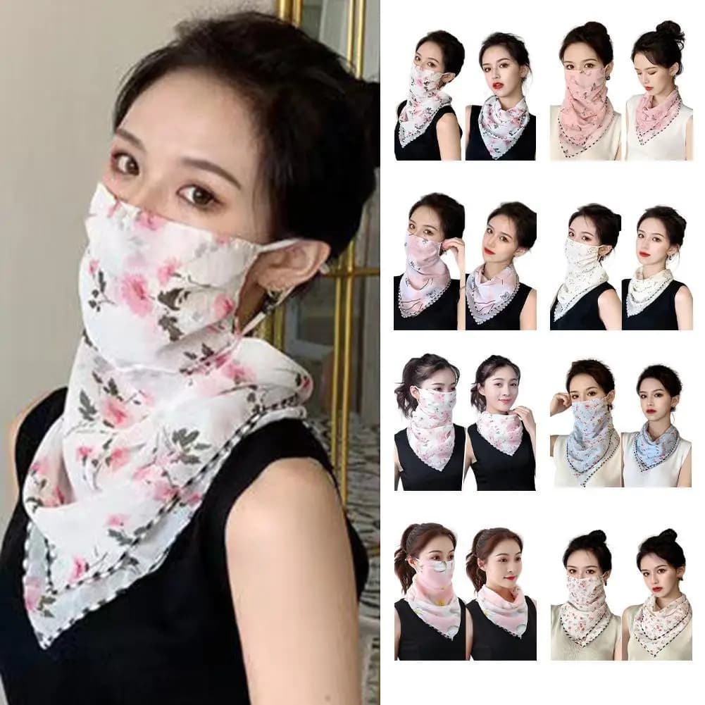 Women's Scarf UV Solar Protection Hiking Neck Scarf Outdoor Triangular Scarf Sun Protection Veil Ice Silk Cover for Face