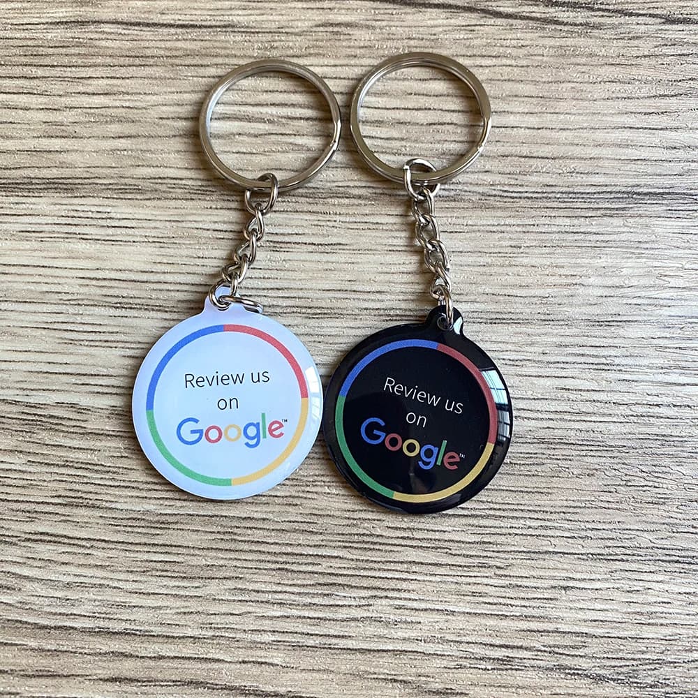 Portachiavi di revisione tap NFC epossidico impermeabile Revisione Google Seguici su Instagram Scheda chiave NFC Facebook