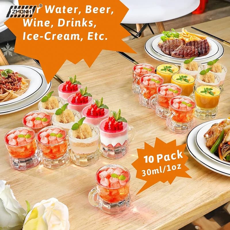 [H]5/10PCS Bicchieri da Birra da 30ml con Manico Piccolo, Mini Bicchieri in Plastica per Whisky, Tazze per Feste, Articoli per Bar, Cucina, Sala da Pranzo, Casa, Giardino, Decorazione