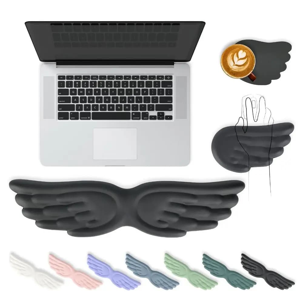 New Angel Wing Mouse Wrist Rest Set Non-Skid Memory Foam Mouse Pad Soft Silicone Wrist Support for Office and Gaming
