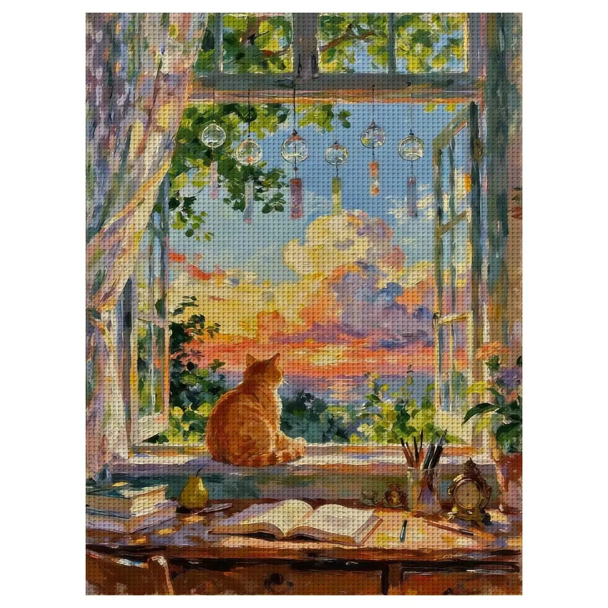 1pc 30X40CM/11.8*15.74inch Window view Stamped Cross Stitch Kit DIY Kit 11/14/16CT DIY Embroidered Set DIY Cross-Stitch Set