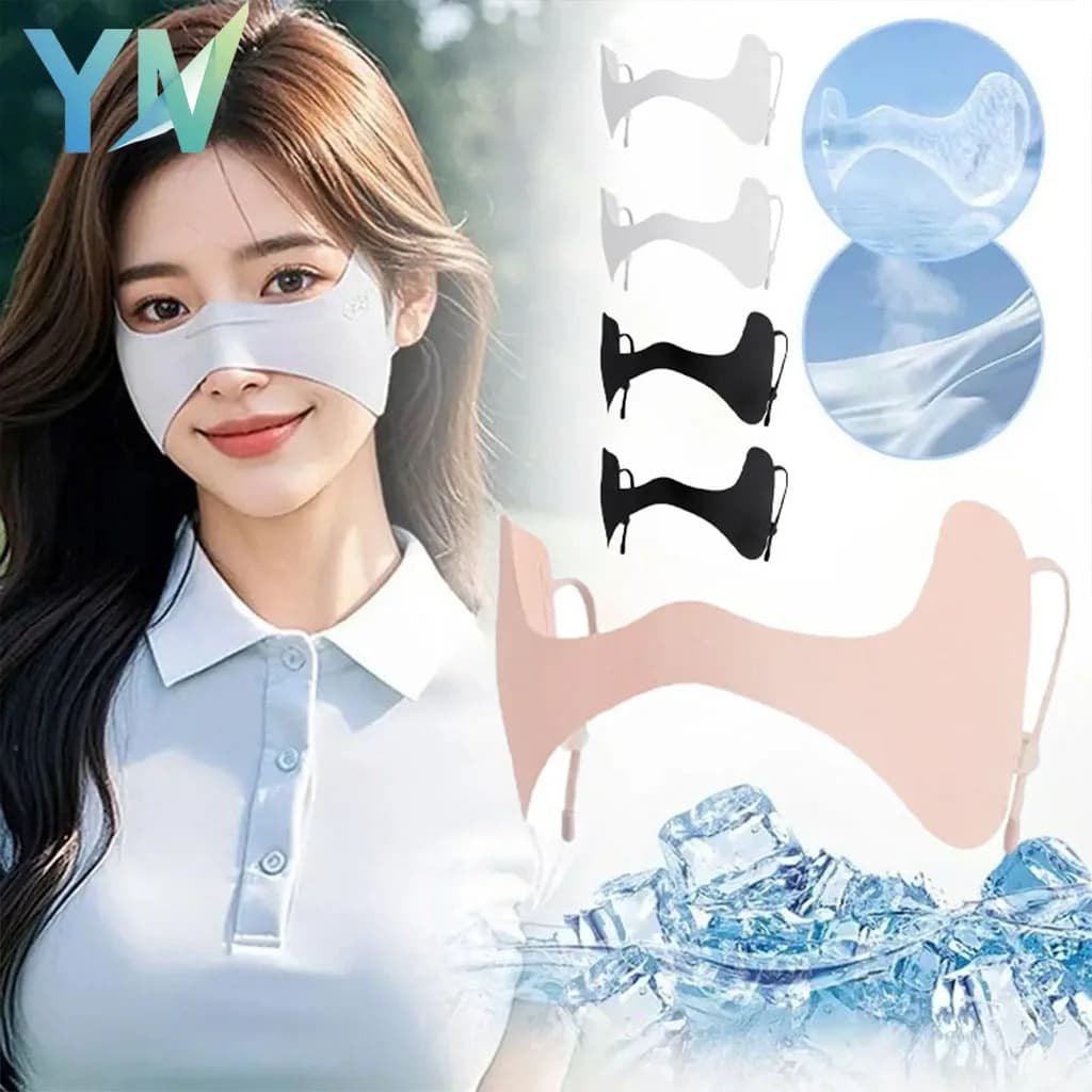 Maschera da Golf in Seta Ghiacciata con Protezione UV, Balaclava a Farfalla, Copri Occhi Rinfrescante e Traspirante Senza Cuciture per Uomo e Donna, per Attività all'Aperto