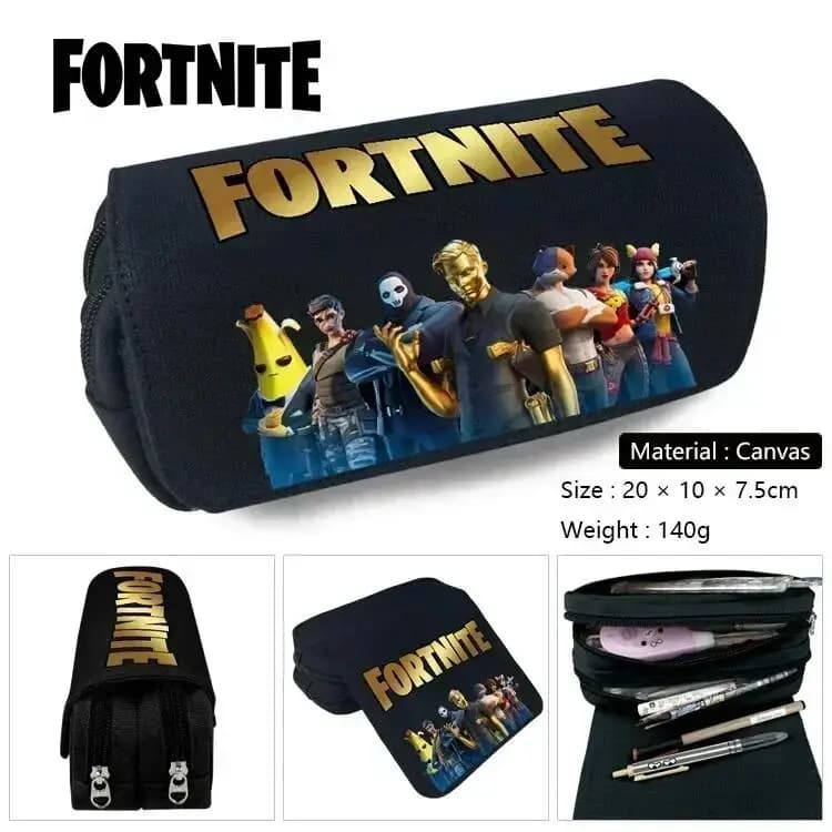Astuccio per matite Fortnite, astuccio per la scuola, cartone animato Pikachu, borsa per penne nera, materiale scolastico, articoli di cancelleria, regali per feste di compleanno per ragazzi