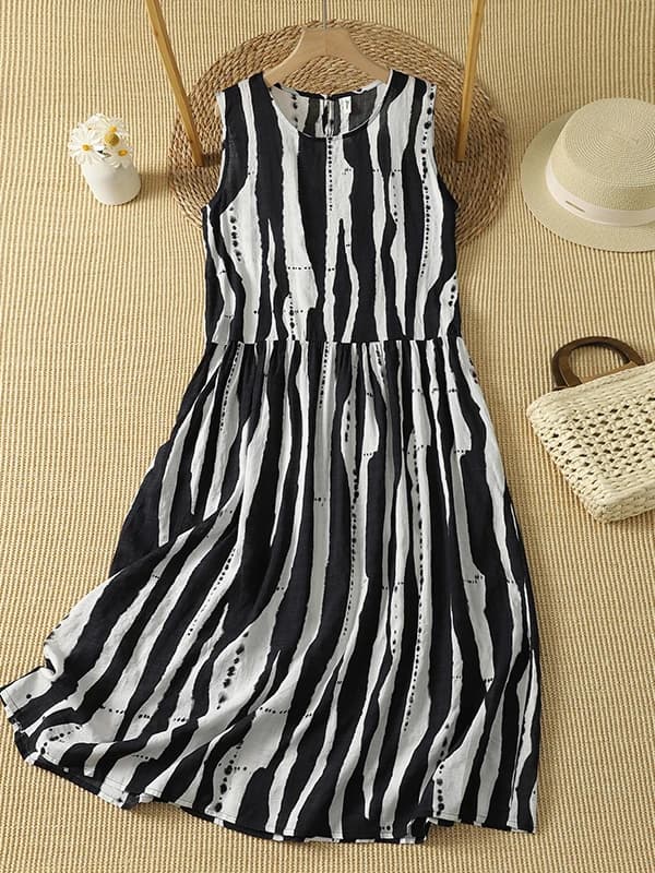 High-End plus Size Summer Fashion Artistic Gradient Sleeveless Vest Long Dress Women's Clothing Vintage Loose Fit High Waist
