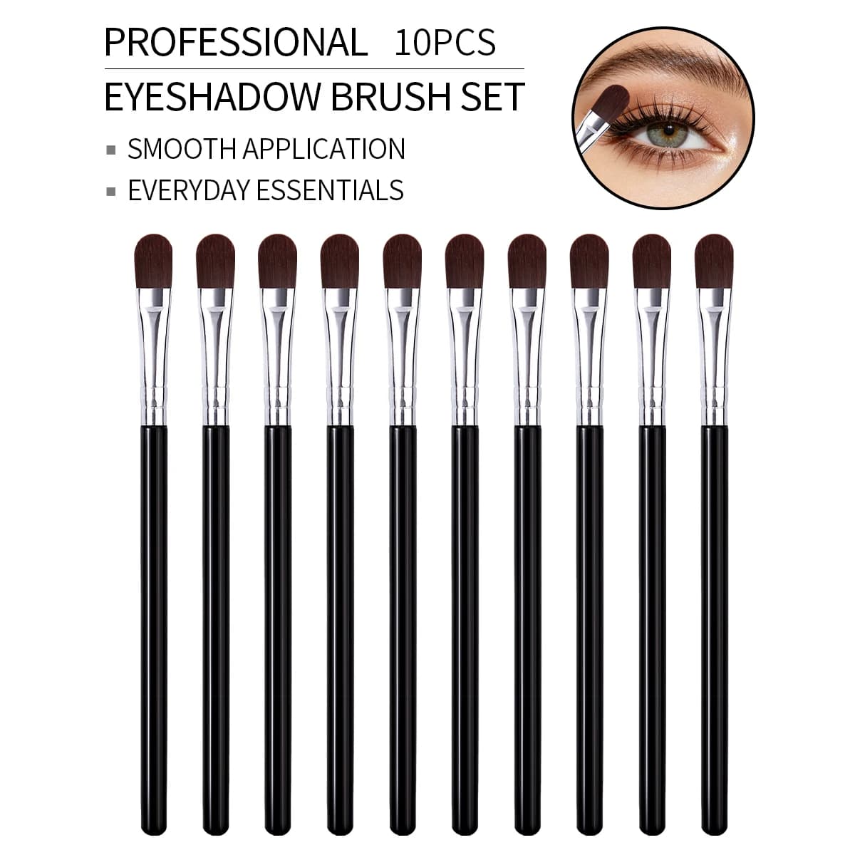 10Pcs Professional Eyeshadow Brush Set Soft Cosmetic Eye Brushes For Eyeshadow Blending Eye Makeup Beauty Tools
