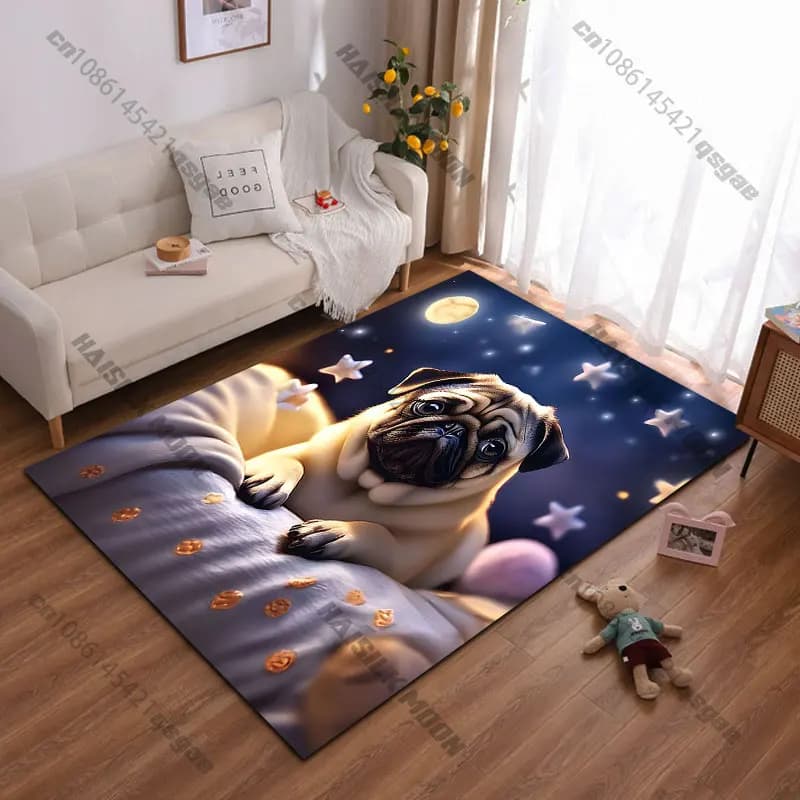 Dog Stars Moon Carpet for Yoga, Living Room, Decorating Room, Baby Catch Mat, Zerbino, Playground Mat, Floor Mat