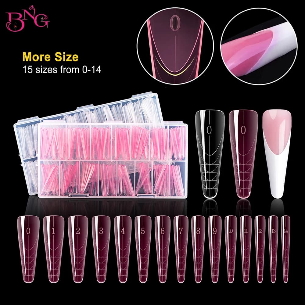 BNG NUOVO 150 pezzi doppia forma con bordo interno stampi per unghie per manicure francese stampi per gel estesi poli acrilico riutilizzabili forme superiori