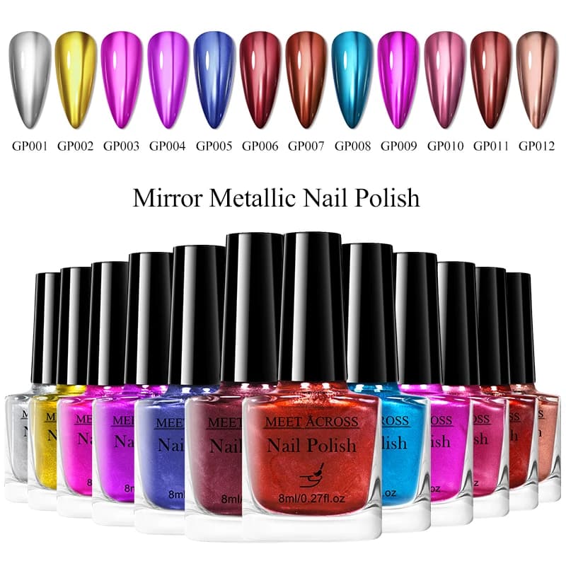 Smalto per unghie metallizzato da 8 ml Effetto specchio rosso sangue Non è necessaria una lampada di lunga durata Pittura per unghie fai da te Manicure Vernis Smalto Design