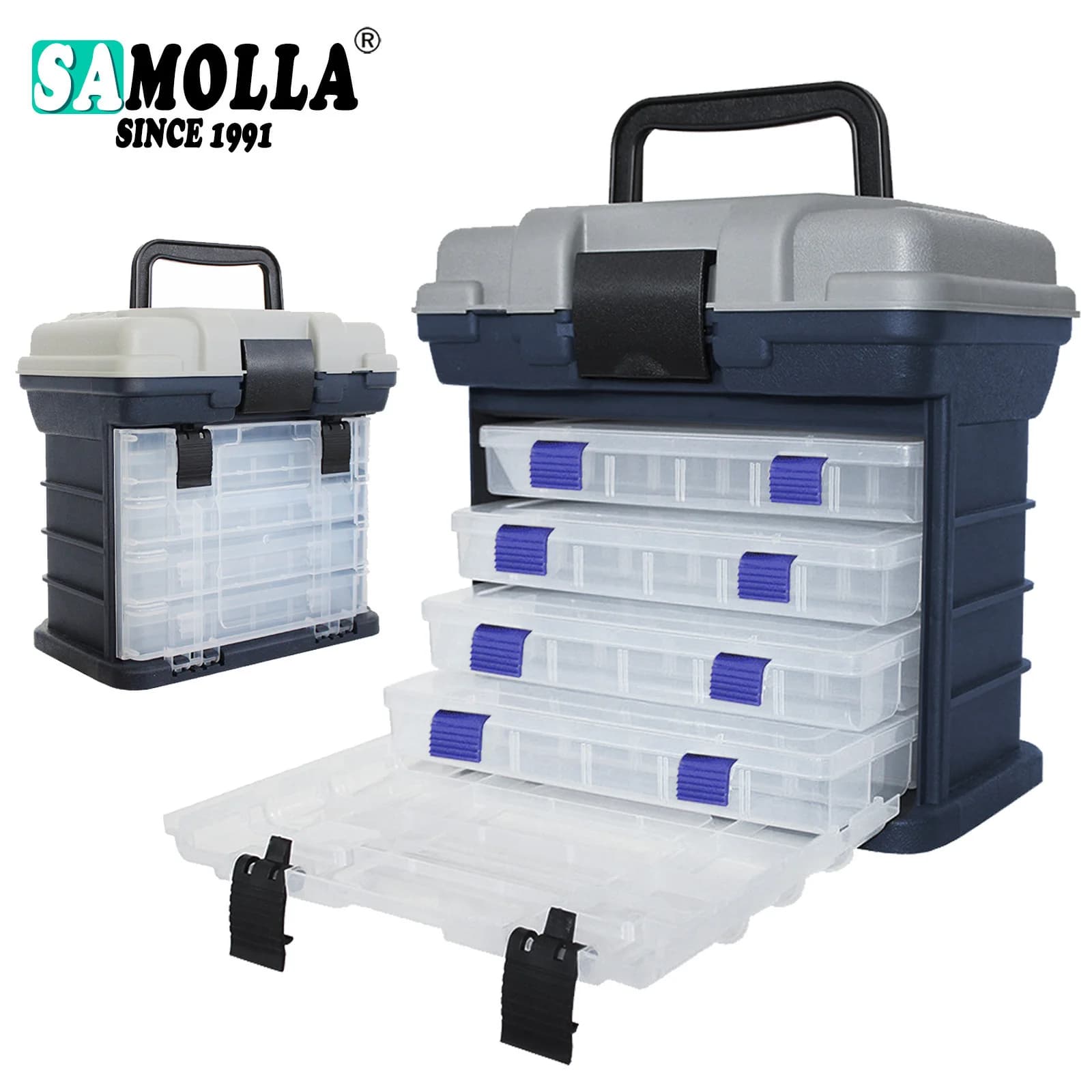 Hard Fishing Storage Box Large Space thickened Multifunctional Storage Box Gray/Red/Green Box for Four Layer Fishing Equipment