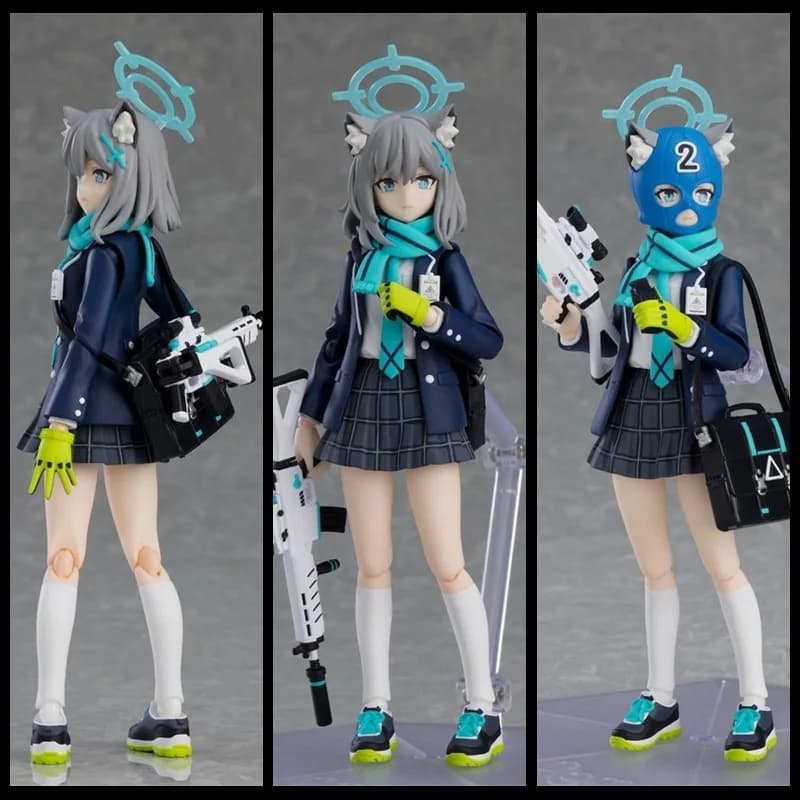Blue Archive Sunaookami Shiroko #567 Posable Action Figures With Mask Head Rifle Interchangeable Face Plates Collectible Gift