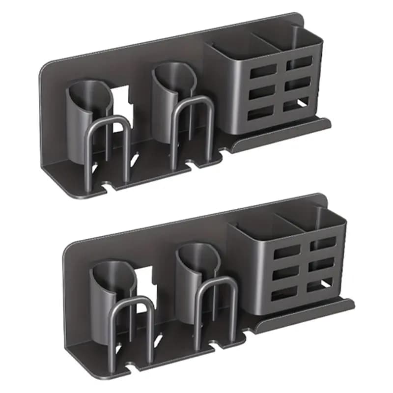 2Pcs Aluminum Wall-Mounted Electric Toothbrush Holder With Organizer No Cup No Electricity