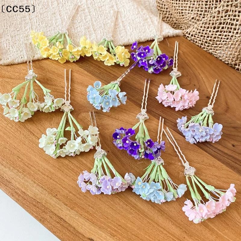 Pastel Floral Hair Clips Artificial Flower Bouquet U Pins Delicate Hair Accessories For Wedding Party Daily Hair Styling〔CC55〕
