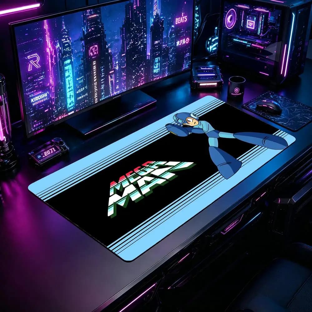 Tappetino per Mouse da Gaming MMega Man, Tappetino XXL Grande per Scrivania, Antiscivolo in Gomma, Mousepad Esteso per PC e Laptop
