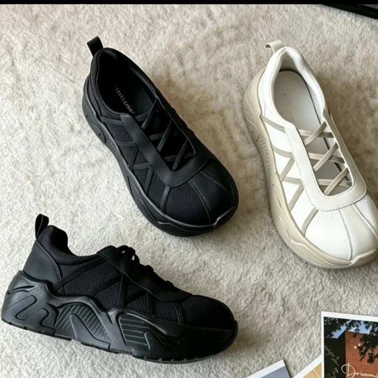 Sneakers con plateau e inserti in rete da donna, slip-on con suola spessa, scarpe casual traspiranti con cinturino incrociato, calzature da passeggio per lo streetwear