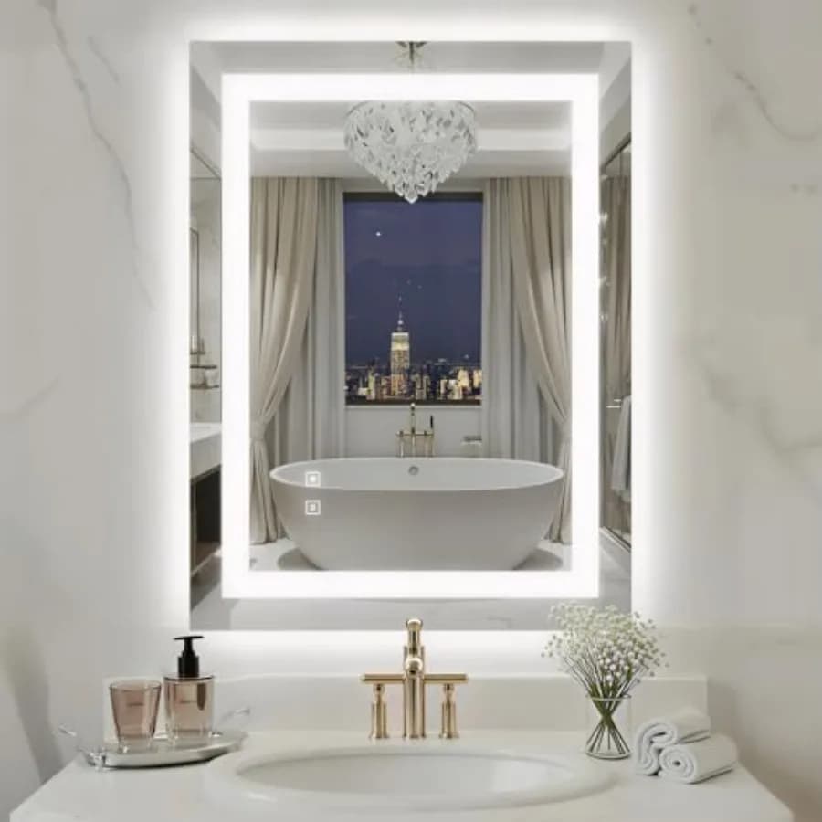 Specchio LED da Bagno 24x32 Pollici con Luci, Specchio da Parete Retroilluminato e Illuminato Frontalmente, Vetro Temperato Ultra-Trasparente, Shat