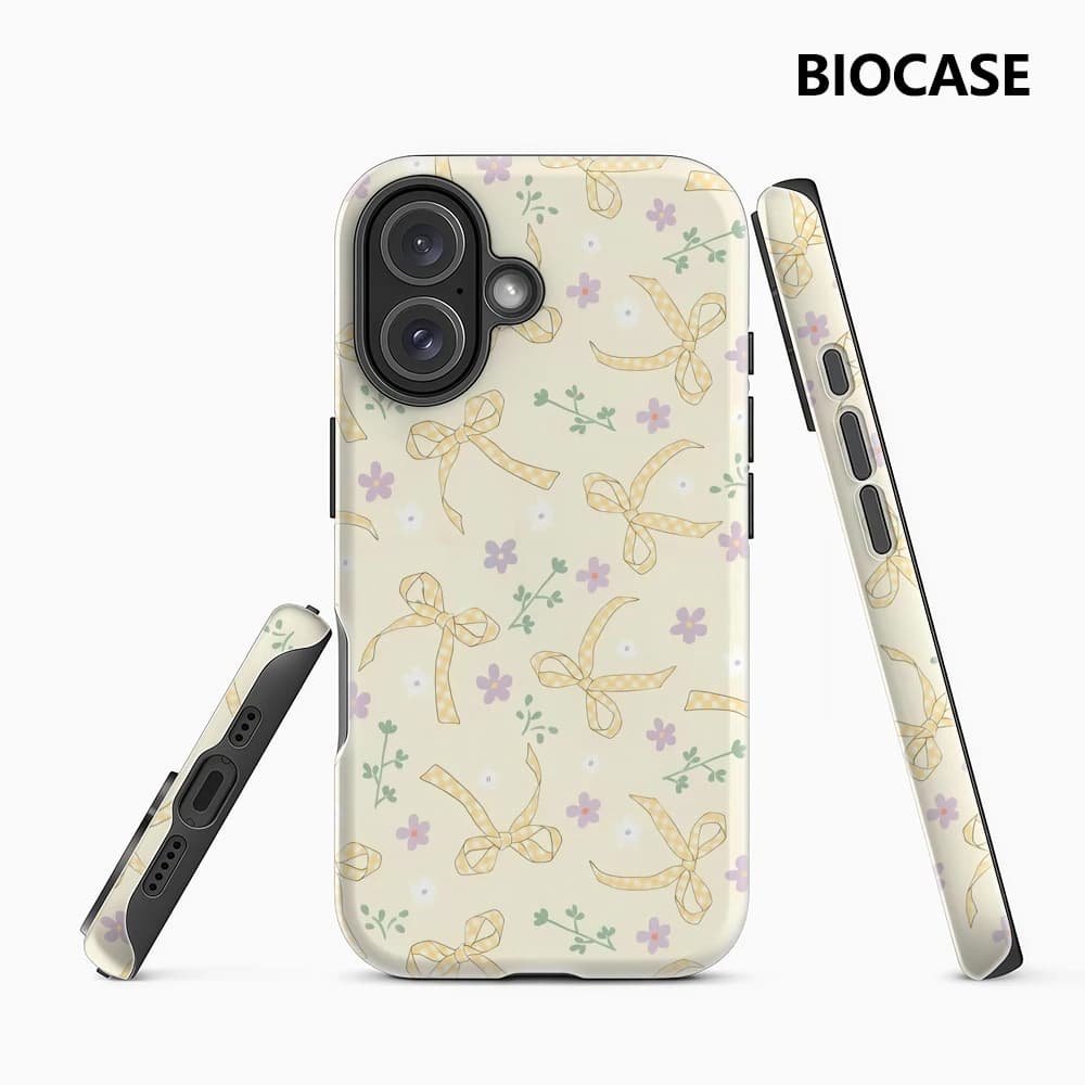 Custodia per telefono gialla con fiocco per custodia magnetica per iPhone 17 16 15 14 13 Pro Max Plus, custodia robusta a strato singolo/doppio