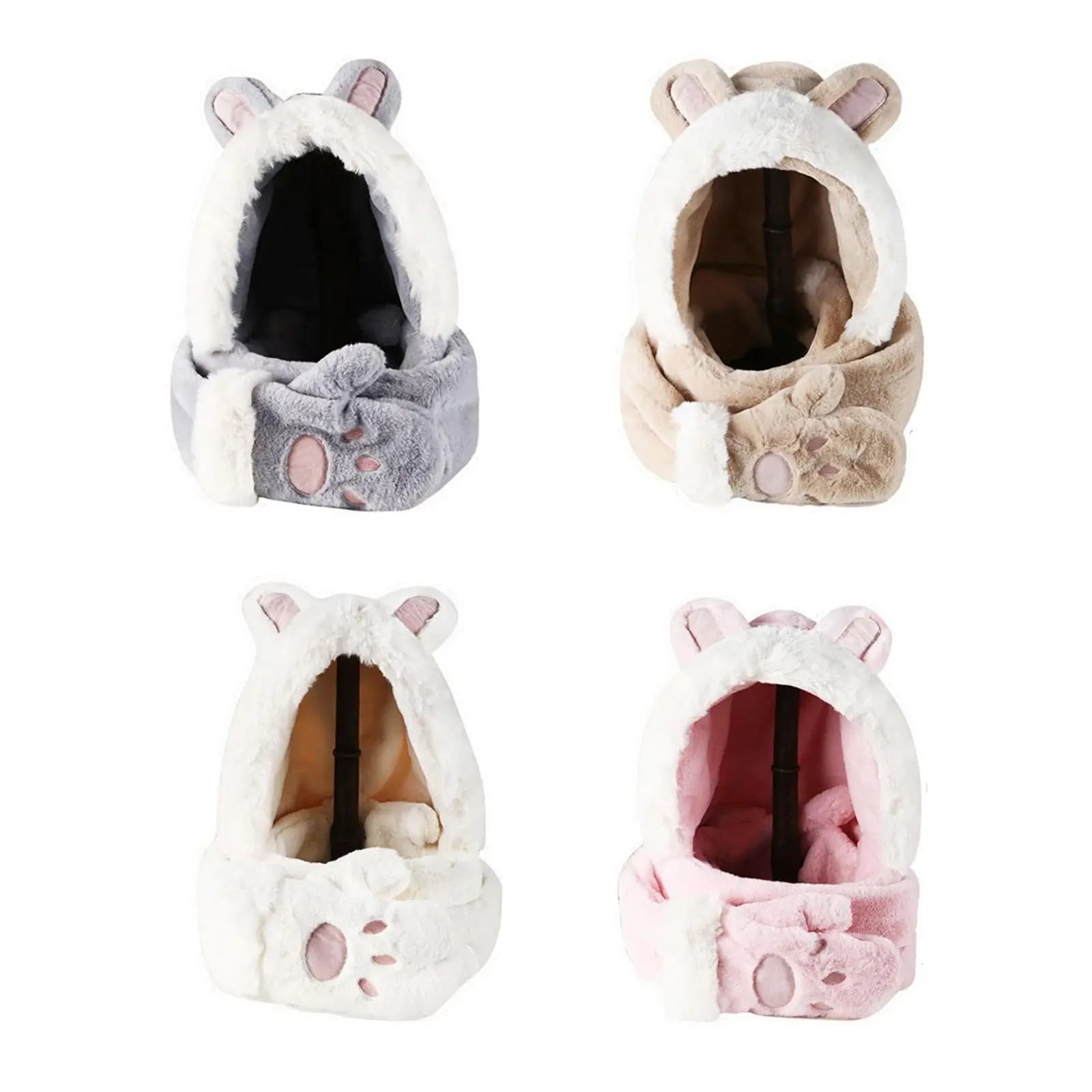 3 in 1 Women’S Hooded Scarf Mittens with Paw Neck Warmer Headscarf Hoodie Hat