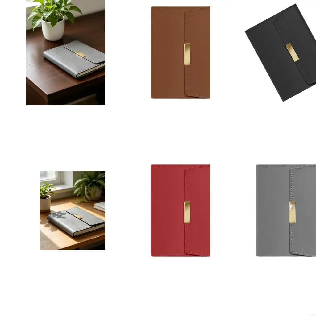 PU Leather Notebook 128 Sheets Lined Hardcover Journal with Button Closure Ribbon Bookmarks For Office School F19E