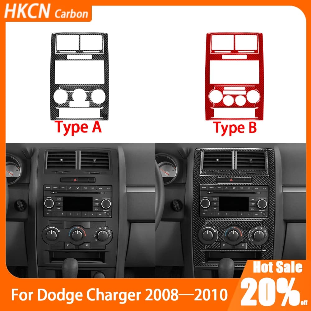 Set of carbon fiber central console panels Decalcomanie Interior accessories for cars Cover Trim Modified wall decal for Dodge Charger 2008-2010
