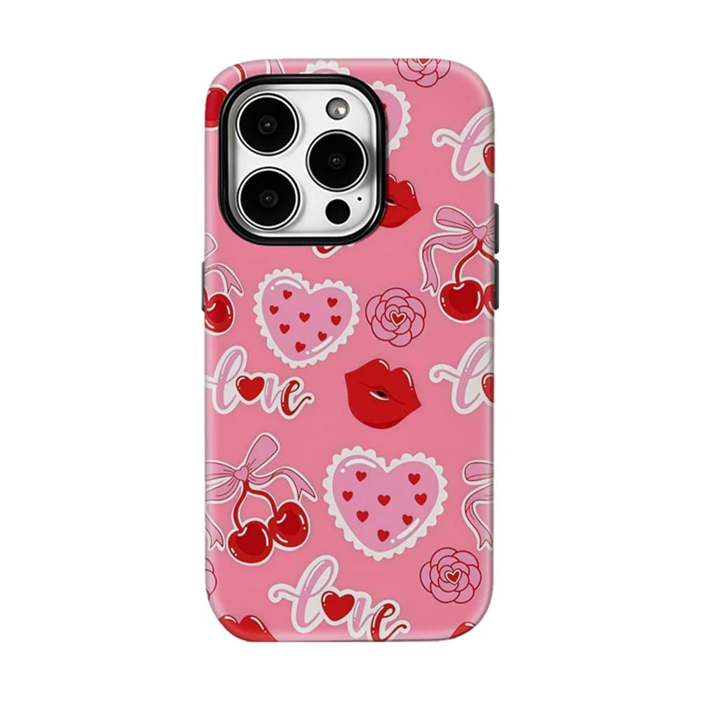 Custodia Cherry Love per iPhone 17 16 15 14 13 Pro Max Plus, custodia magnetica robusta a strato singolo/doppio