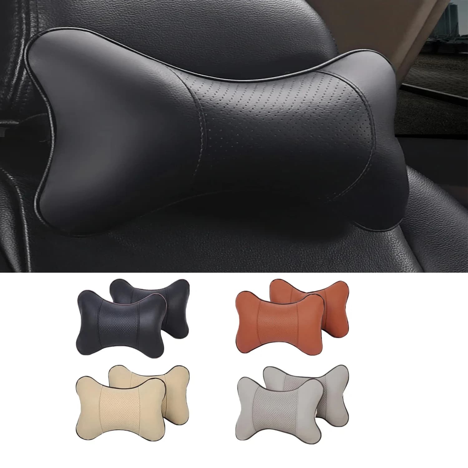 Morbidi cuscini per il collo dell'auto su entrambi i lati anteriore posteriore in pelle PU 1 pz confezione poggiatesta per cuscino universale per auto in fibra riempita di sollievo dal dolore alla testa