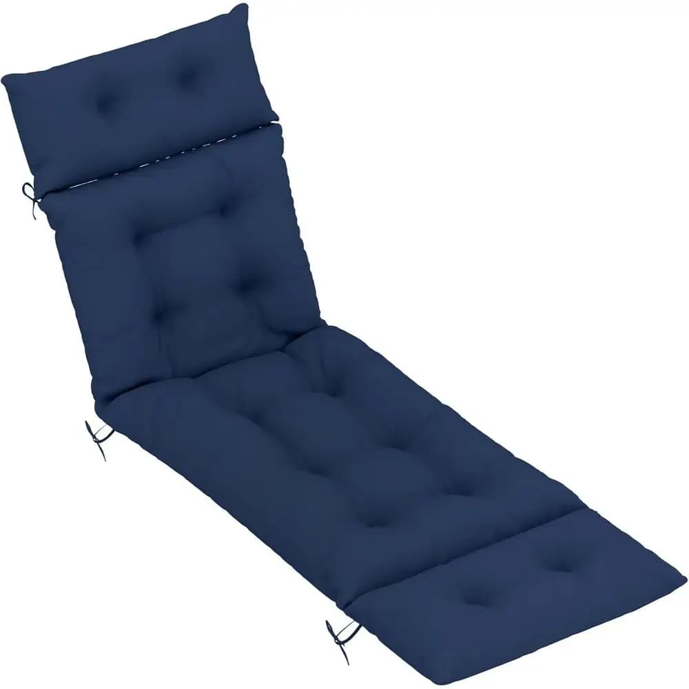 Cuscino per sedia lounge da esterno blu navy, imbottitura spessa con lacci, 74,8 x 22 x 4, ricambio per terrazza piscina