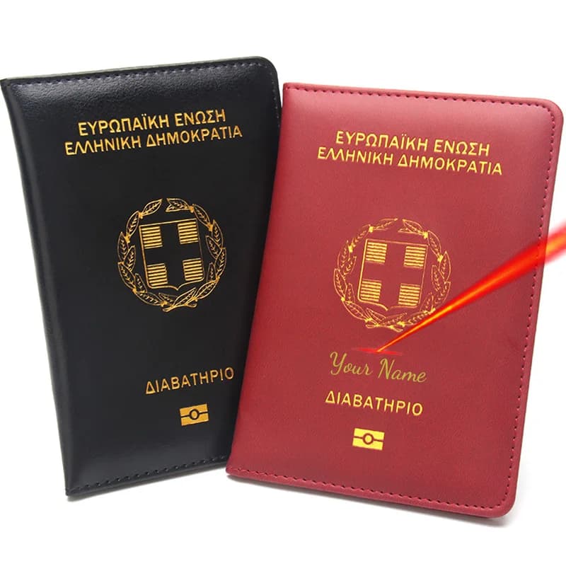Nome personalizzabile sul porta passaporto greco Custodia protettiva per passaporto alla moda Portafoglio da viaggio Organizzatore di documenti