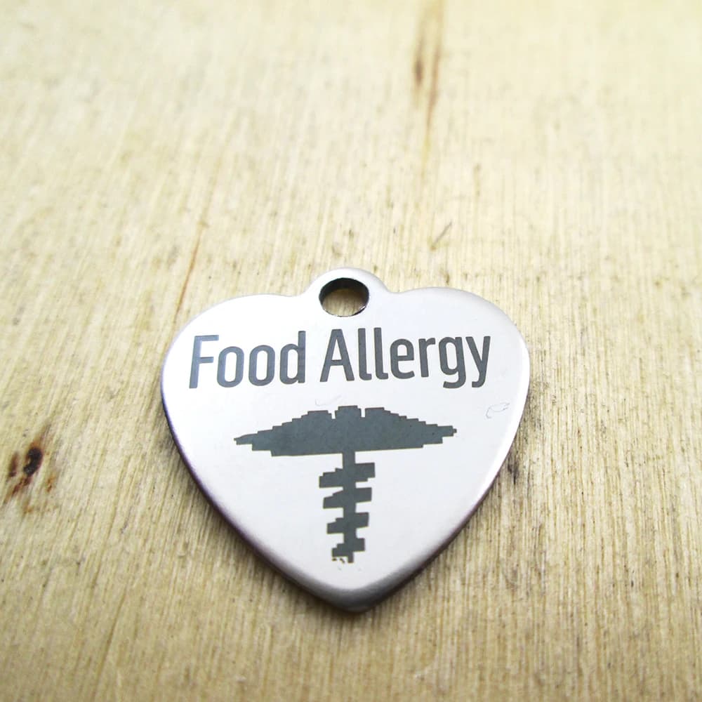 20 pieces-- stainless steel pendants for food allergies - laser engraved - customized - pendants with diy pendants