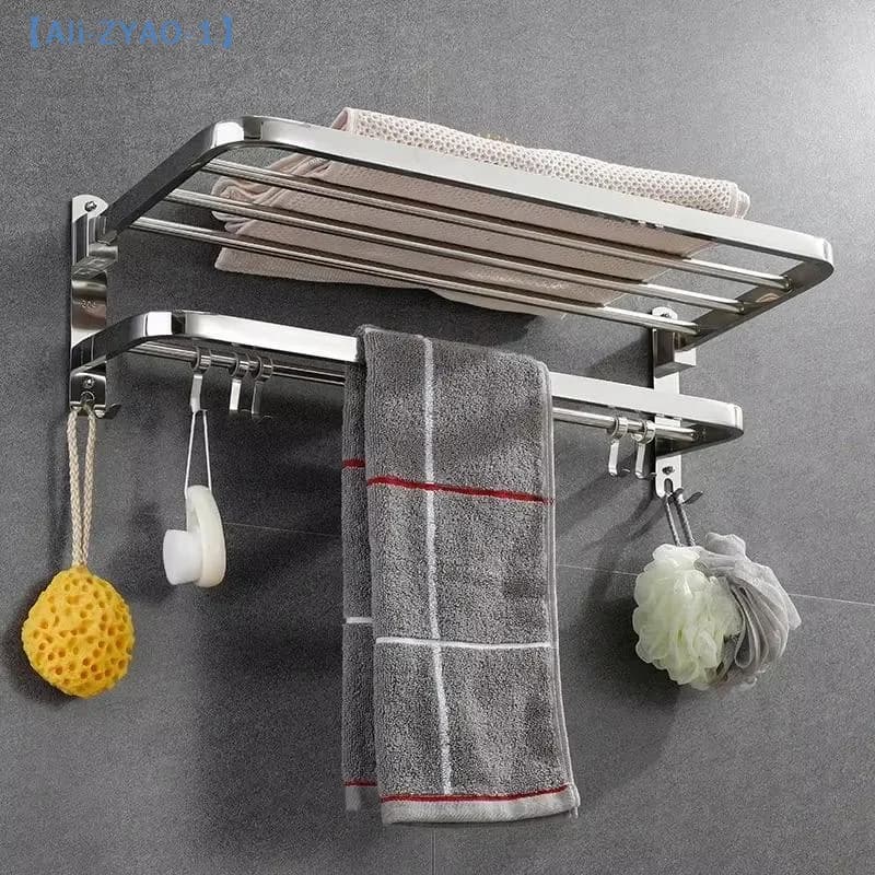 【ZYAO-1】40/50/60/80cm Stainless Steel Towel Rack Bathroom Rack Hanging Toilet Accesories Organizer