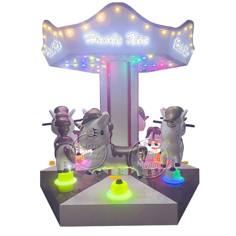 Bambini a gettoni 6 posti Merry Go Round Horse Carousels con musica Kiddie Rides Parco divertimenti Macchina da gioco arcade per bambini