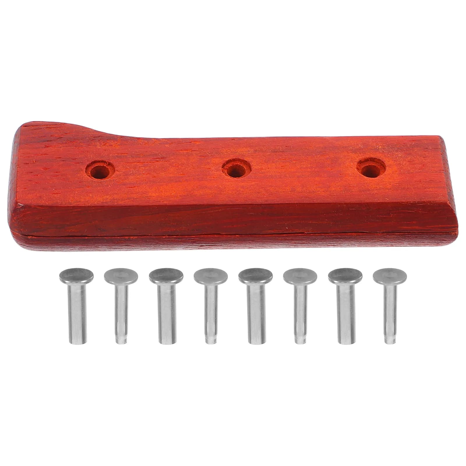 1 Paio di Manici di Ricambio in Legno di Pero Rosso per Coltelli da Chef, Impugnatura in Legno Massello per Coltelli da Cucina, Protezione per le Dita, Finitura Liscia per Coltelli Fai-da-te