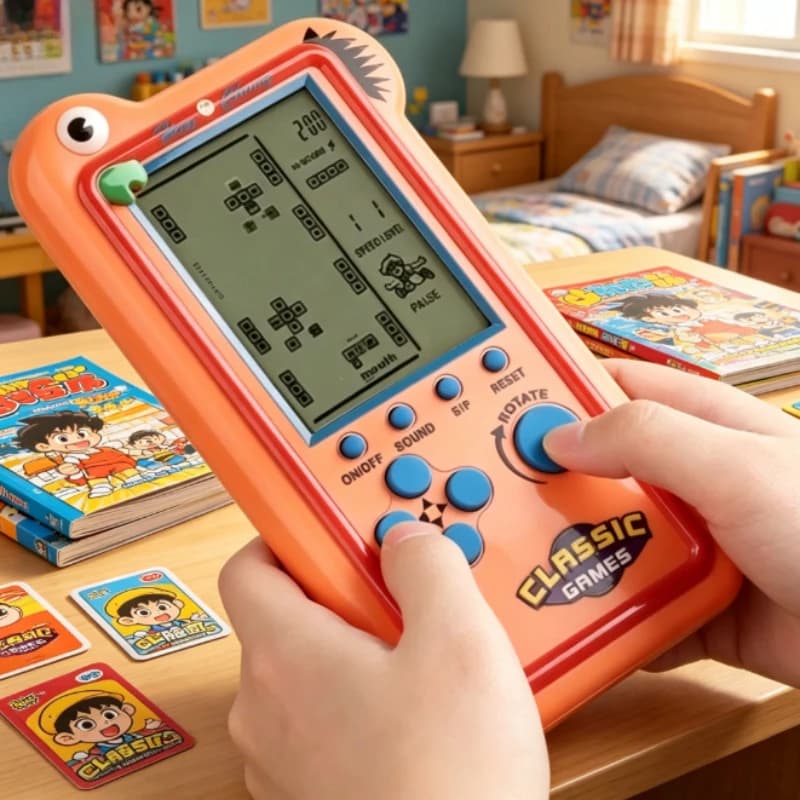 Nuova Console di Gioco per Bambini con Grande Schermo, Macchina da Gioco Classica Tetris, Giocattolo Educativo Puzzle