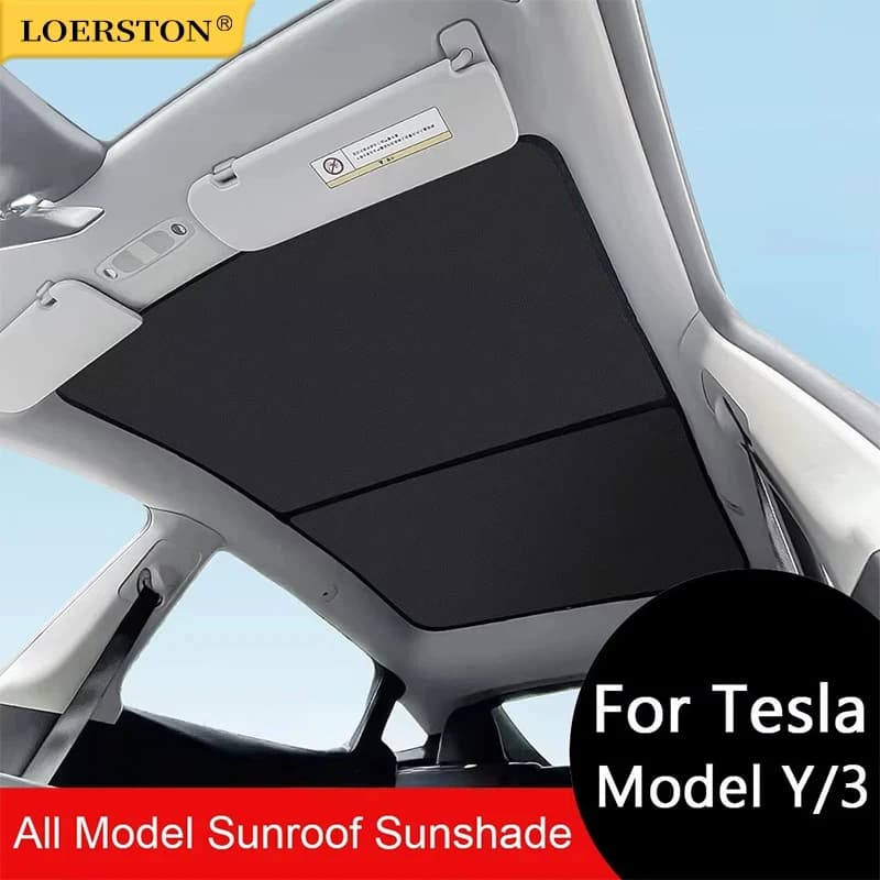 2PCS For Tesla Model 3/Y/3 Highland/Y Juniper Ice Cloth Buckle Shades for Glass Roof Front & Rear Sunroof Skylight Sunshade