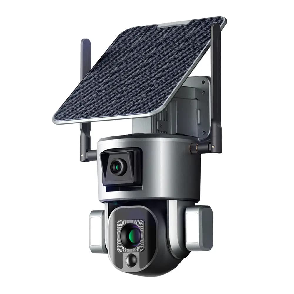 Telecamera di Sorveglianza Esterna 4G con 6 Slot SIM, Zoom 10X 4K, Telecamera PTZ Solare CCTV