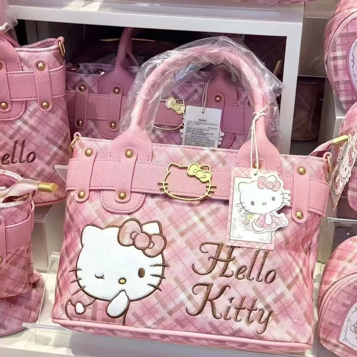 Borsa a tracolla Hello Kitty quadrata, carina, rosa, con personaggio KT, grande capacità, per donne e ragazze, per lo shopping quotidiano, zaino casual, idea regalo