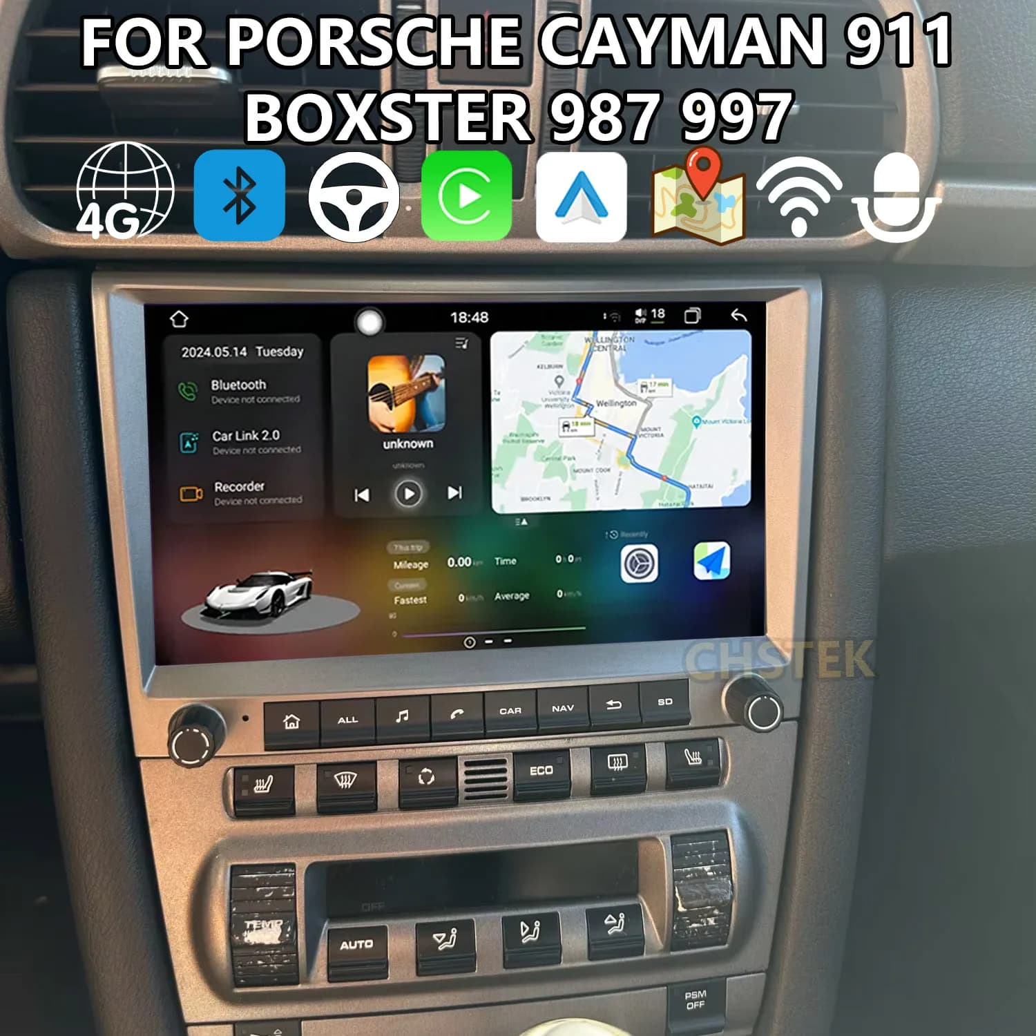 CHSTEK Car Carplay Navigation For Porsche 911 997 Cayman Boxster 987 2005-2013 4G GPS WIFI Auto Vedio DSP Stereo Upgrade Models