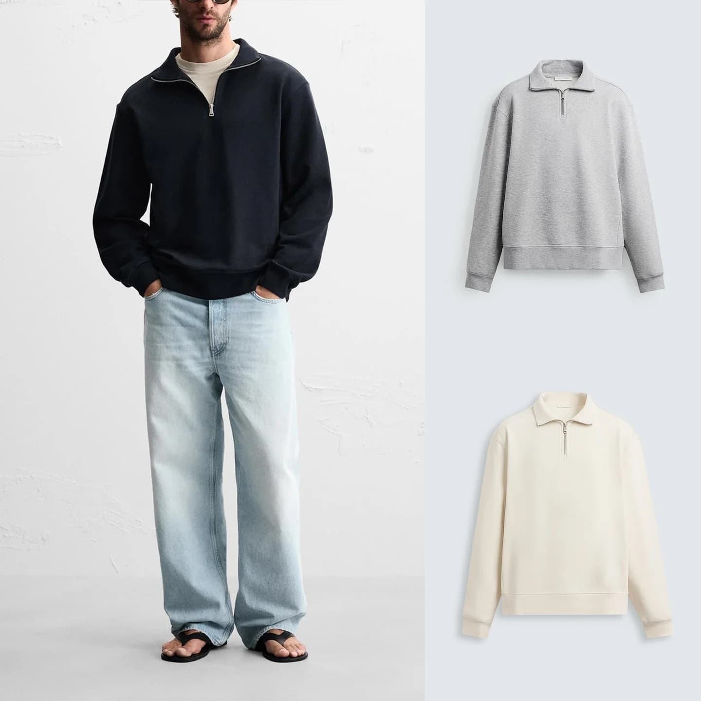 Felpa con Cappuccio da Uomo a Maniche Lunghe, Taglio Slim, Stile Basic con Zip, Tessuto in Poliestere Confortevole per Uso Quotidiano