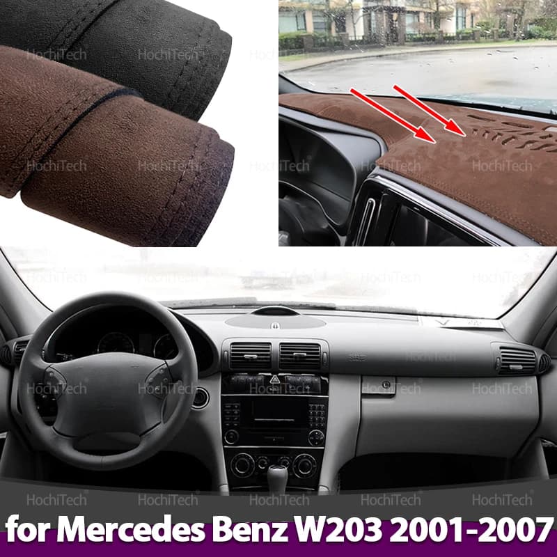 Dashmat Proteggi Tappeto LHD per Mercedes Benz Classe C W203 Berlina 2001-2007 Auto Tappetino antiscivolo Tappetino per cruscotto auto in pelle scamosciata
