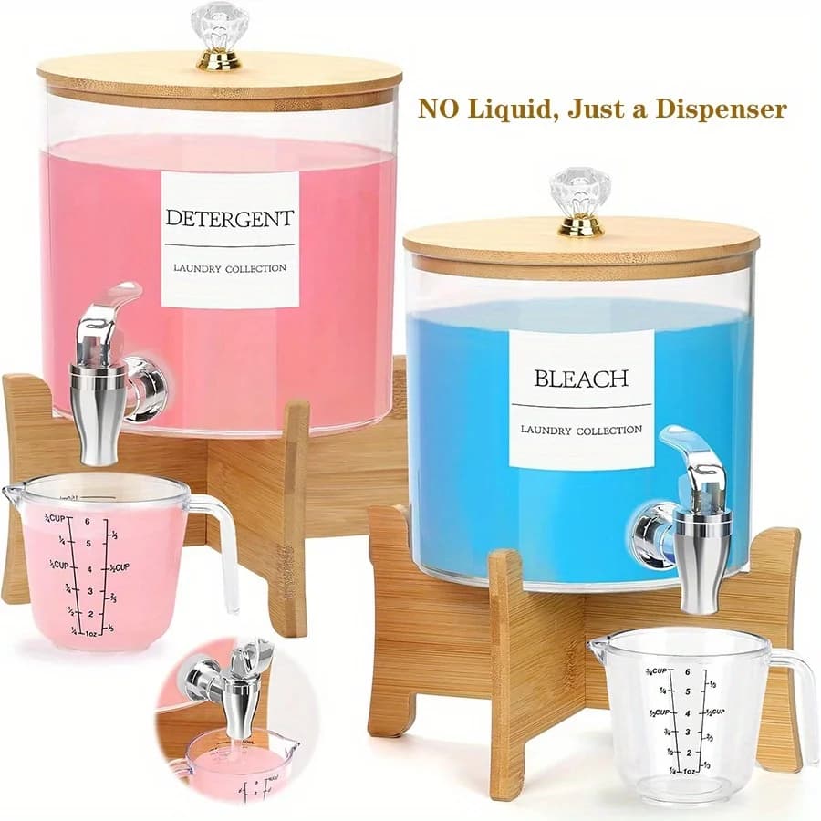 1 pz/2 pezzi dispenser di detersivo per bucato, dispenser di sapone per bucato con supporto, rubinetti organizzazione del contenitore di detersivo per bucato