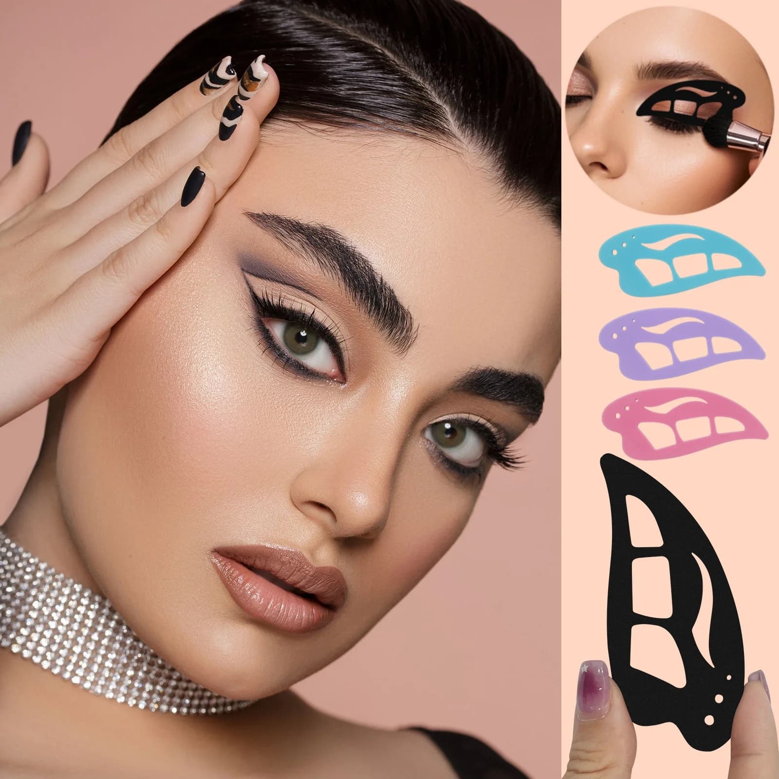 2 pieces of stencil for eye shadow, seal pattern for eye makeup, reusable, auxiliary moulds for umbrellas, suitable for beginners