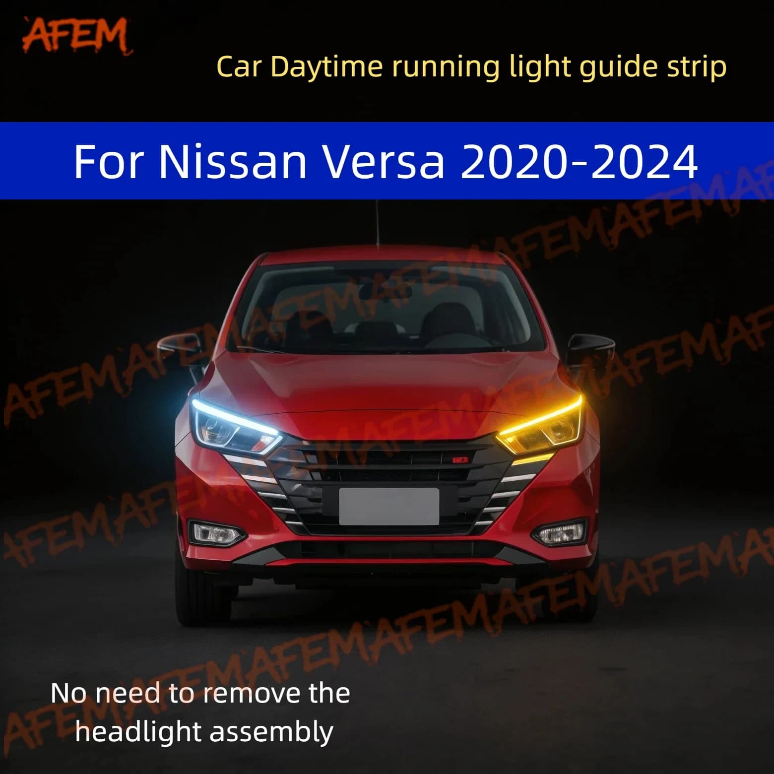 2Pcs 12V Led Guide Strip Headlight For Car Daytime Running Lights Turn Signal DRL Car Modification For Nissan Versa 2020-2024