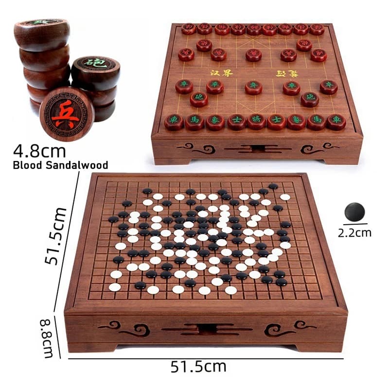 Cassetto da scrivania per una facile conservazione, regali aziendali, cassetto per scacchi in legno, tavolo da gioco per scacchi, set di scacchi cinesi e Weiqi, gioco da tavolo